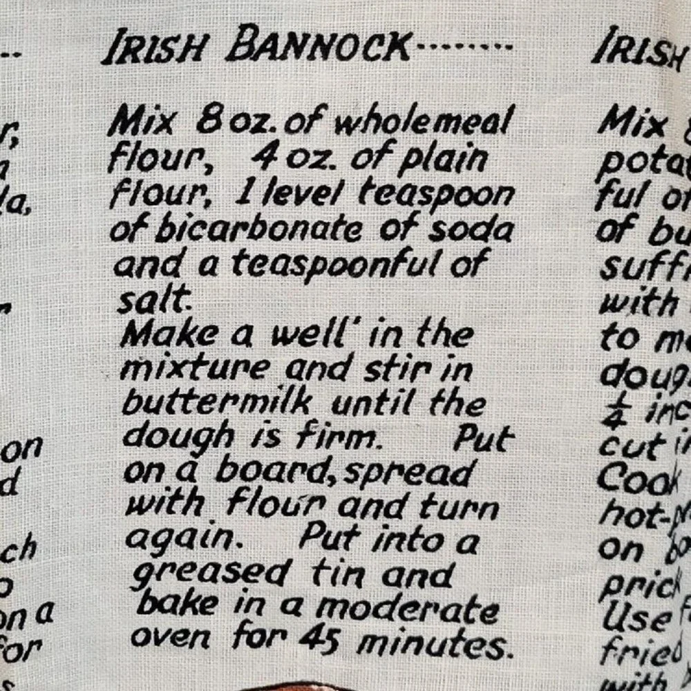 VTG Nelson Irish Linen Tea Towel ~Traditional Irish Bread Recipe 19